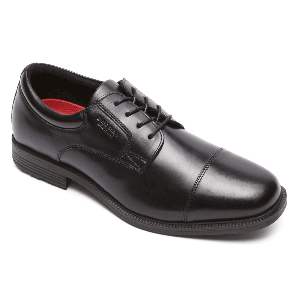 Rockport Singapore Mens Dress Shoes - Essential Details Waterproof Cap Toe Black - AJ0273918